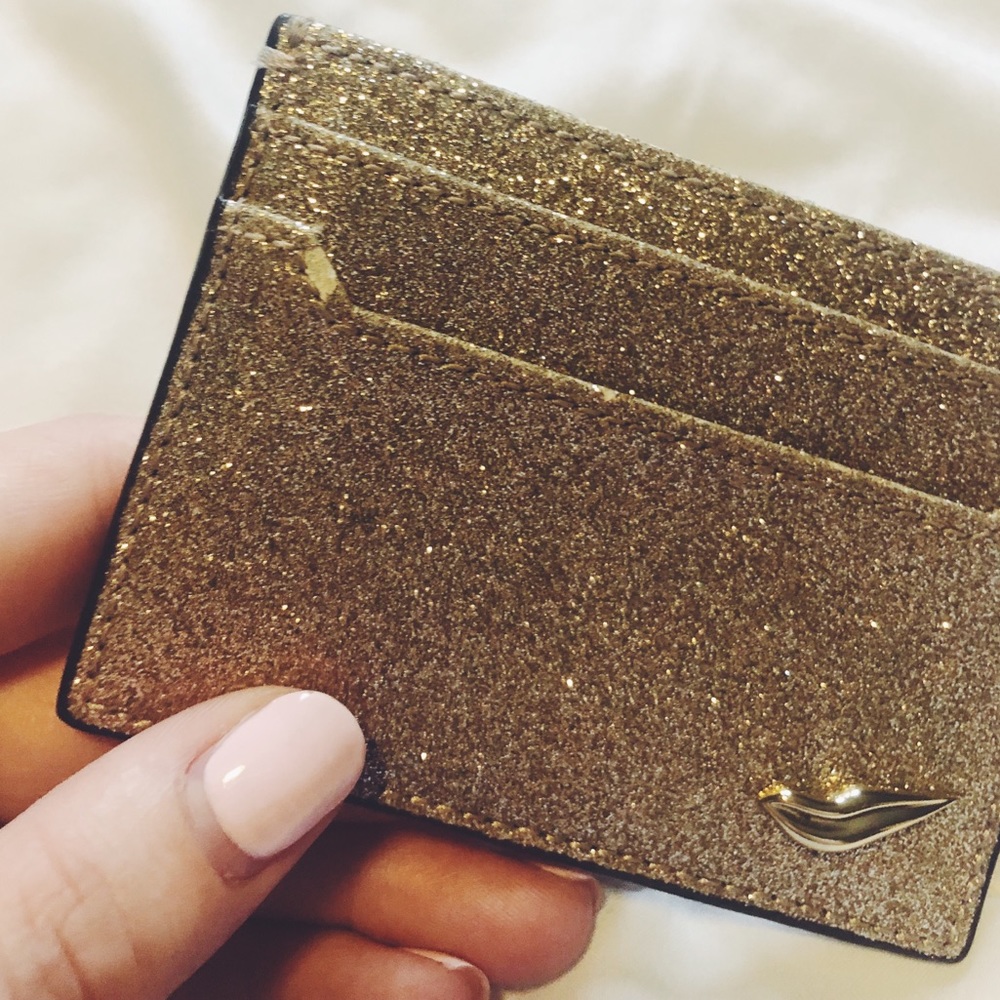 Gold Glitter DVF Card Holder